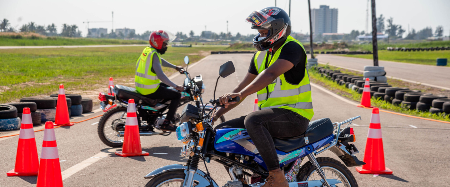 Rider completing motorcycle safety course