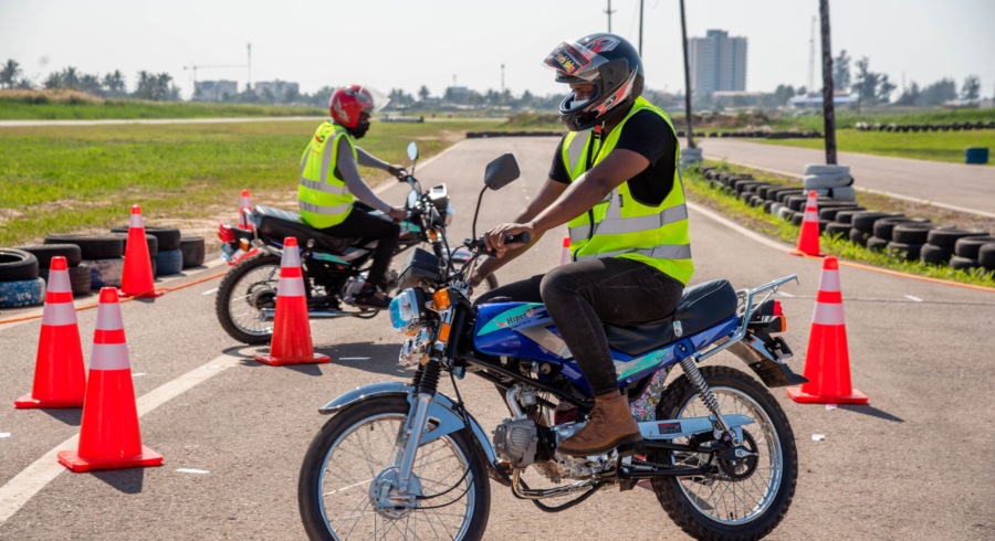 Rider completing motorcycle safety course